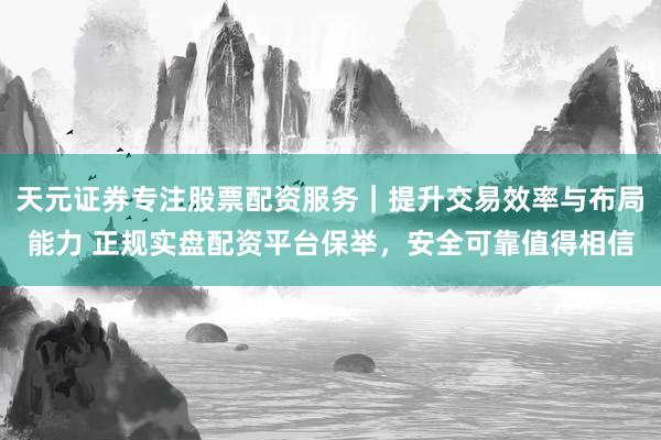 天元证券专注股票配资服务｜提升交易效率与布局能力 正规实盘配资平台保举，安全可靠值得相信