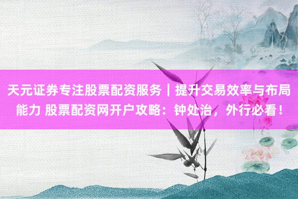 天元证券专注股票配资服务｜提升交易效率与布局能力 股票配资网开户攻略：钟处治，外行必看！