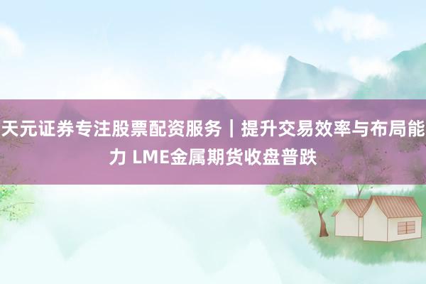 天元证券专注股票配资服务|提升交易效率与布局能力 LME金属期货收盘普跌