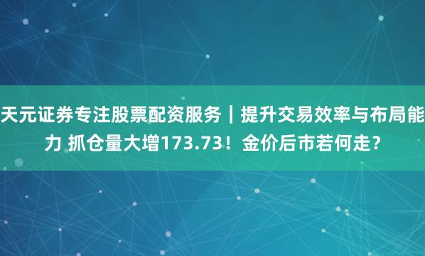 天元证券专注股票配资服务｜提升交易效率与布局能力 抓仓量大增173.73！金价后市若何走？