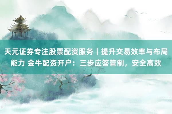 天元证券专注股票配资服务｜提升交易效率与布局能力 金牛配资开户：三步应答管制，安全高效