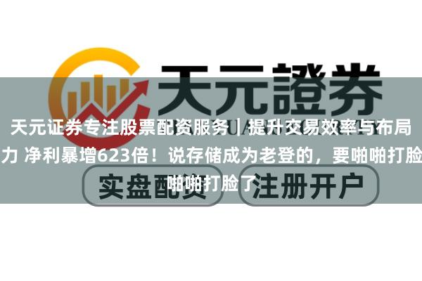 天元证券专注股票配资服务｜提升交易效率与布局能力 净利暴增623倍！说存储成为老登的，要啪啪打脸了
