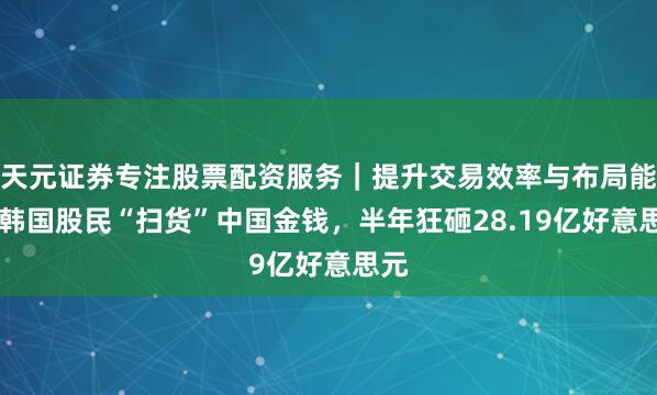 天元证券专注股票配资服务｜提升交易效率与布局能力 韩国股民“扫货”中国金钱，半年狂砸28.19亿好意思元